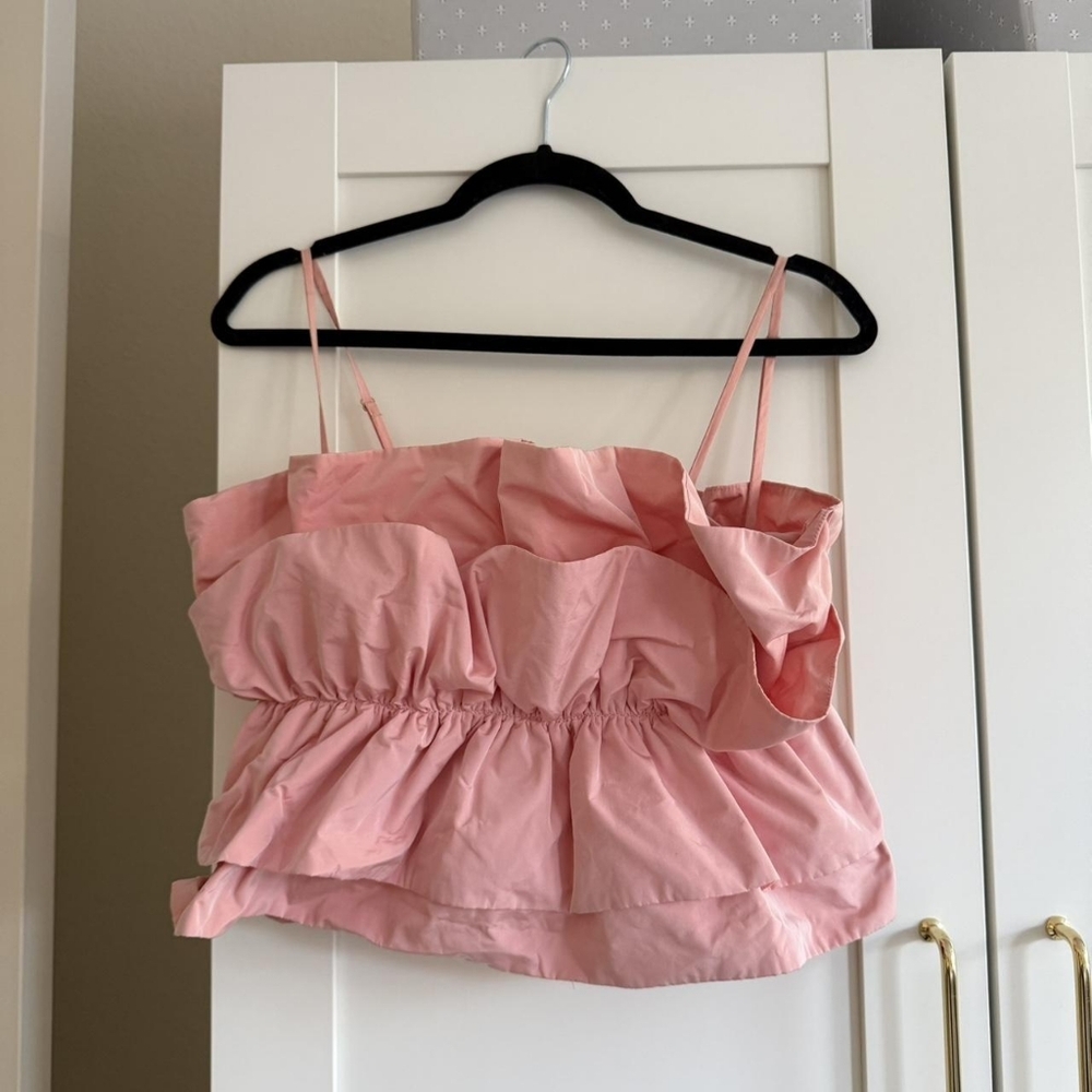 Zara Pink Ruffle Strap Camisole Top